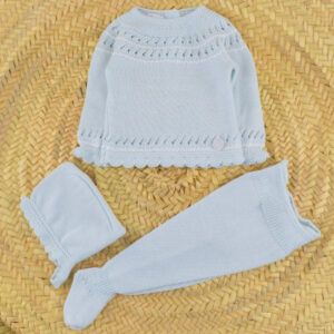 conjunto bebe azul recien nacido dulce de fresa chaqueta polaina capota