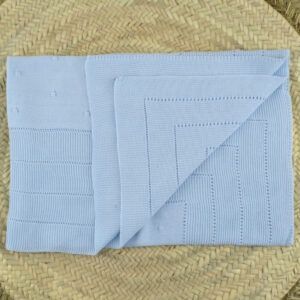 toquilla bebe azul cielo dulce de fresa punto perle manta carrito