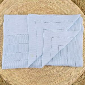 toquilla bebe azul pastel dulce de fresa manta punto perle carrito