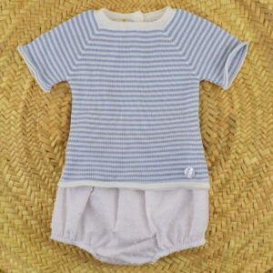 conjunto bebe rayas azul dulce de fresa camiseta punto pololo plumeti