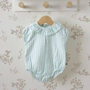 pelele bebe mint rayas calamaro verano cuello volante