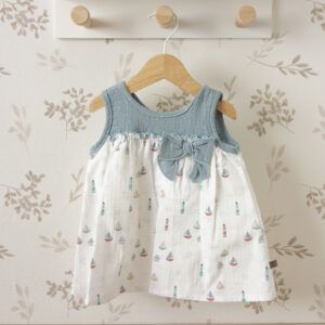 vestido niña verano marinero calamaro yanam azul agua lazo veleros