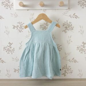 vestido niña turquesa calamaro algodón plumeti tirantes colección atari -2