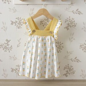 vestido niña piñas verano calamaro gaya con tirantes cruzados y falda vuelo