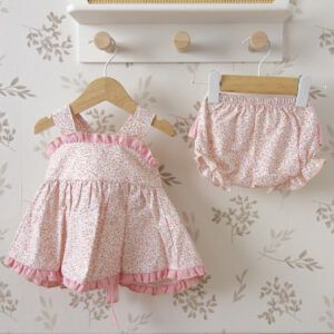 vestido bebe flores rosa tirantes calamaro kanpur algodon verano