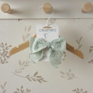 Lazo grande verde agua bordado ingles Calamaro accesorio pelo niña