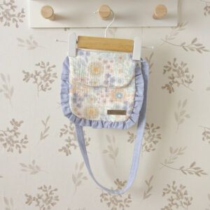 Bolso infantil flores pastel con volante azul Calamaro Shimla