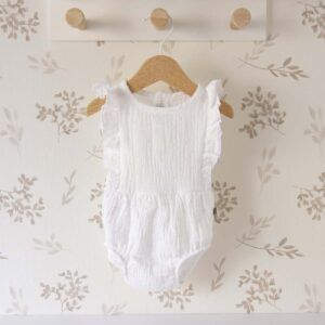 ranita bebé blanco calamaro algodón plumeti con volantes laterales colección atari