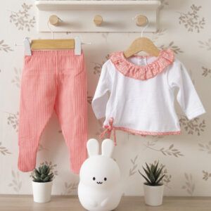 conjunto bebe polaina coral calamaro sikar cuello volante estampado