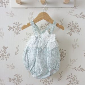 pelele bebe verde agua hojas calamaro varanasi pelele tirantes bebe