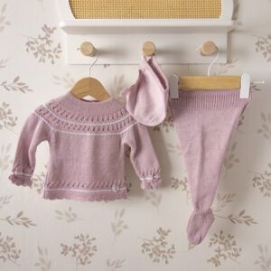 Conjunto algodón bebe rosa punto dulce de fresa chaqueta polaina capota