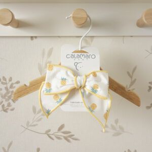 lazo pelo bebe estampado piñas amarillo calamaro gaya accesorio infantil algodón