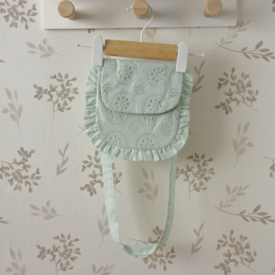 Bolso infantil verde agua bordado ingles Calamaro con volante niña