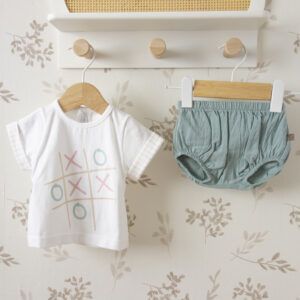 conjunto bebe verano calamaro mumbai camiseta tres en raya pololo verde