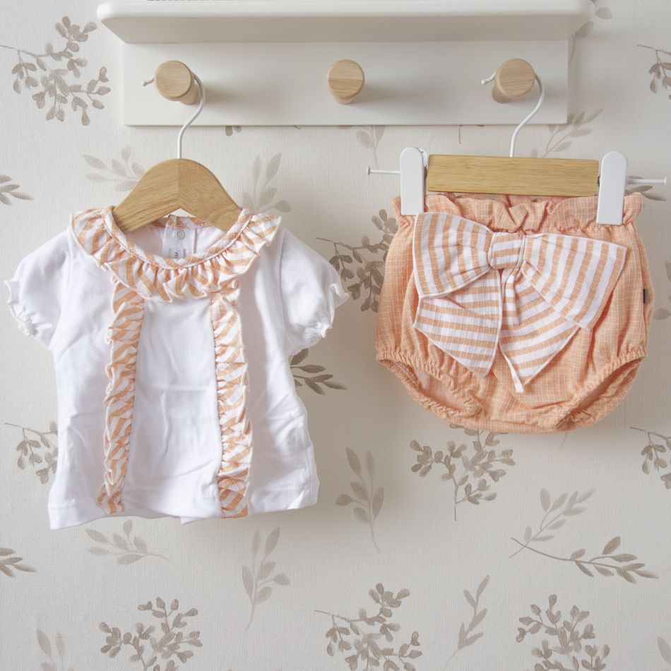 conjunto bebe niña blusa y pololo naranja calamaro delhi