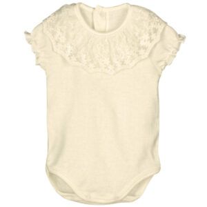 body bebé crudo cuello bordado calado algodón detalle verano natural elegante