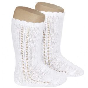 Calcetines Altos Perle Calado Lateral Blanco