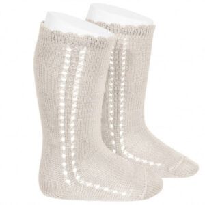 Calcetines Altos Perle Calado Lateral Lino