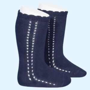 Calcetines Altos Perle Calado Lateral Marino