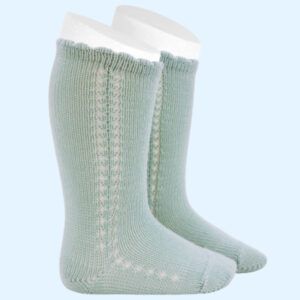 Calcetines Altos Perle Calado Lateral Bruma