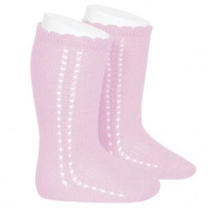 Calcetines Altos Perle Calado Lateral Rosa Palo