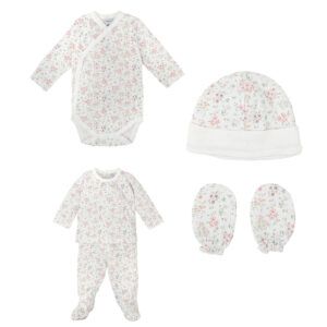 Pack nacimiento bebé niña floral verde Babidu