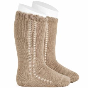 Calcetines Altos Perle Calado Lateral Quinoa