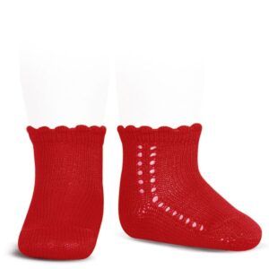 Calcetín Corto Perlé Calado Lateral Rojo Cóndor