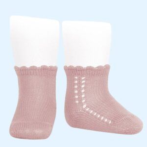 Calcetín Corto Perlé Calado Lateral Rosa Palo Cóndor