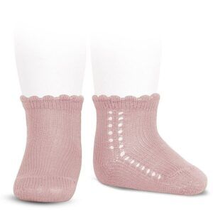 Calcetín Corto Perlé Calado Lateral Rosa Palo Cóndor