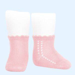 Calcetín Corto Perlé Calado Lateral Rosa Cóndor