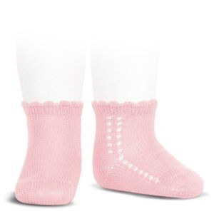Calcetín Corto Perlé Calado Lateral Rosa Cóndor