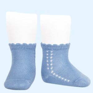 Calcetín Corto Perlé Calado Lateral Azulado Cóndor