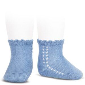 Calcetín Corto Perlé Calado Lateral Azulado Cóndor