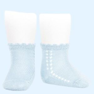 Calcetín Corto Perlé Calado Lateral Azul Bebe Cóndor