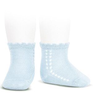 Calcetín Corto Perlé Calado Lateral Azul Bebe Cóndor