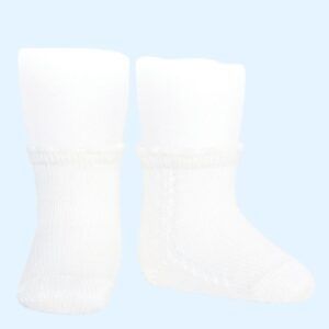 Calcetín Corto Perlé Calado Lateral Blanco Cóndor