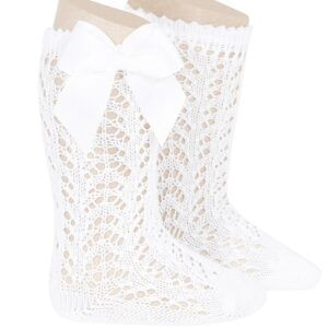 Calcetín Alto Calado Lazo Cóndor Blanco