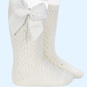 Calcetín Alto Calado Lazo Cóndor Nata