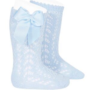 Calcetín Alto Calado Lazo Cóndor Azul Bebe