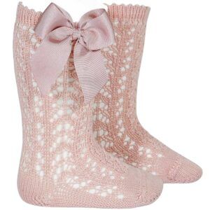 Calcetín Alto Calado Lazo Cóndor Rosa Palo