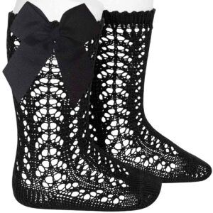 Calcetín Alto Calado Lazo Cóndor Negro