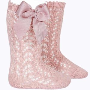 Calcetín Alto Calado Lazo Cóndor Rosa Palo