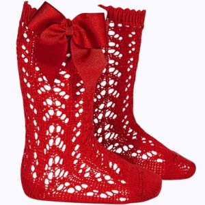 Calcetín Alto Calado Lazo Cóndor Rojo