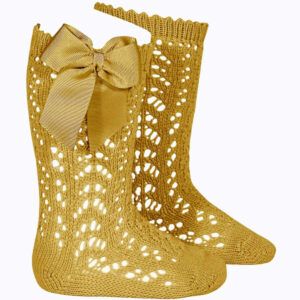 Calcetín Alto Calado Lazo Cóndor Mostaza