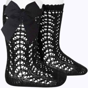 Calcetín Alto Calado Lazo Cóndor Negro