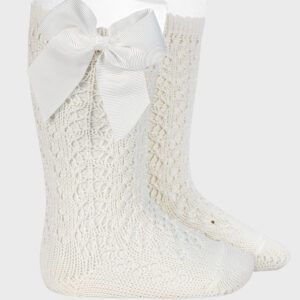Calcetín Alto Calado Lazo Cóndor Nata
