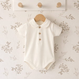 body bebé crudo botones frontales algodón suave detalle verano natural elegante