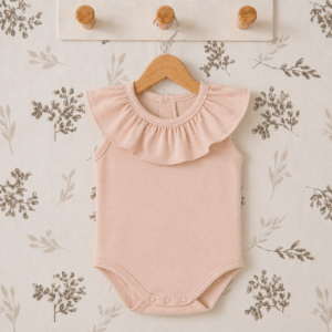 body bebé nude sin mangas cuello volante algodón verano elegante cómodo