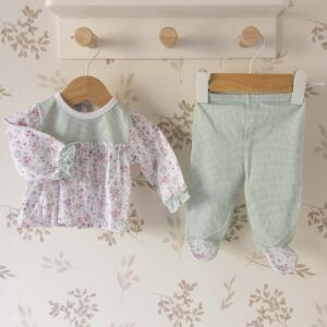 Conjunto polaina bebé niña verde Babidu con volante